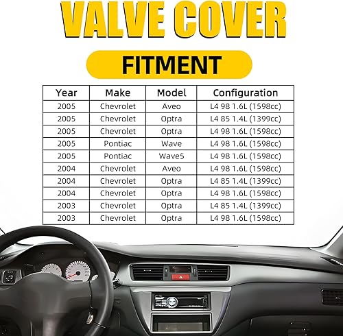 Miniatura 2 de MILIPARTS Cubierta de válvula de motor compatible con Chevy Aveo Optra 2005 Pontiac Wave 1.6L Reemplazo 96473698 96473 964-73-698