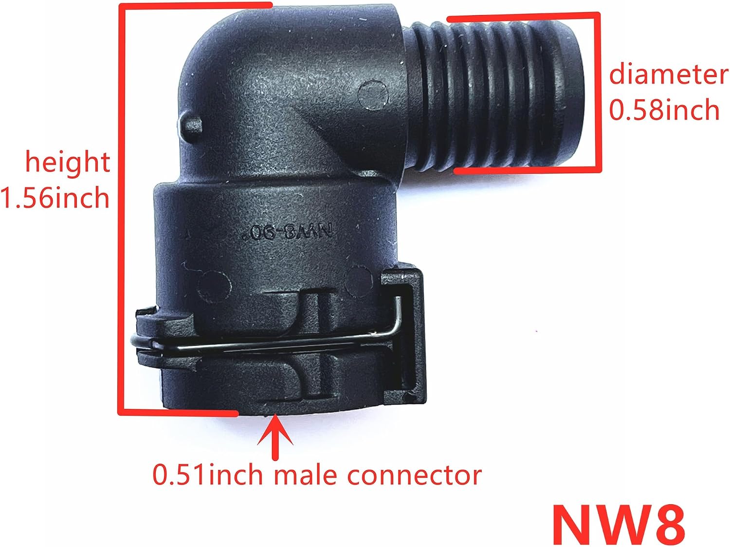NW8, 90°, Coolant Hose Connector Adapter,Radiator Pipe Line Fitting for Chevrolet Mercedes-Benz BMW Audi Volkswagen Volvo Buick,Engine Heater Hose Assembly Junction Flange Repair Kit, 1/2 inch