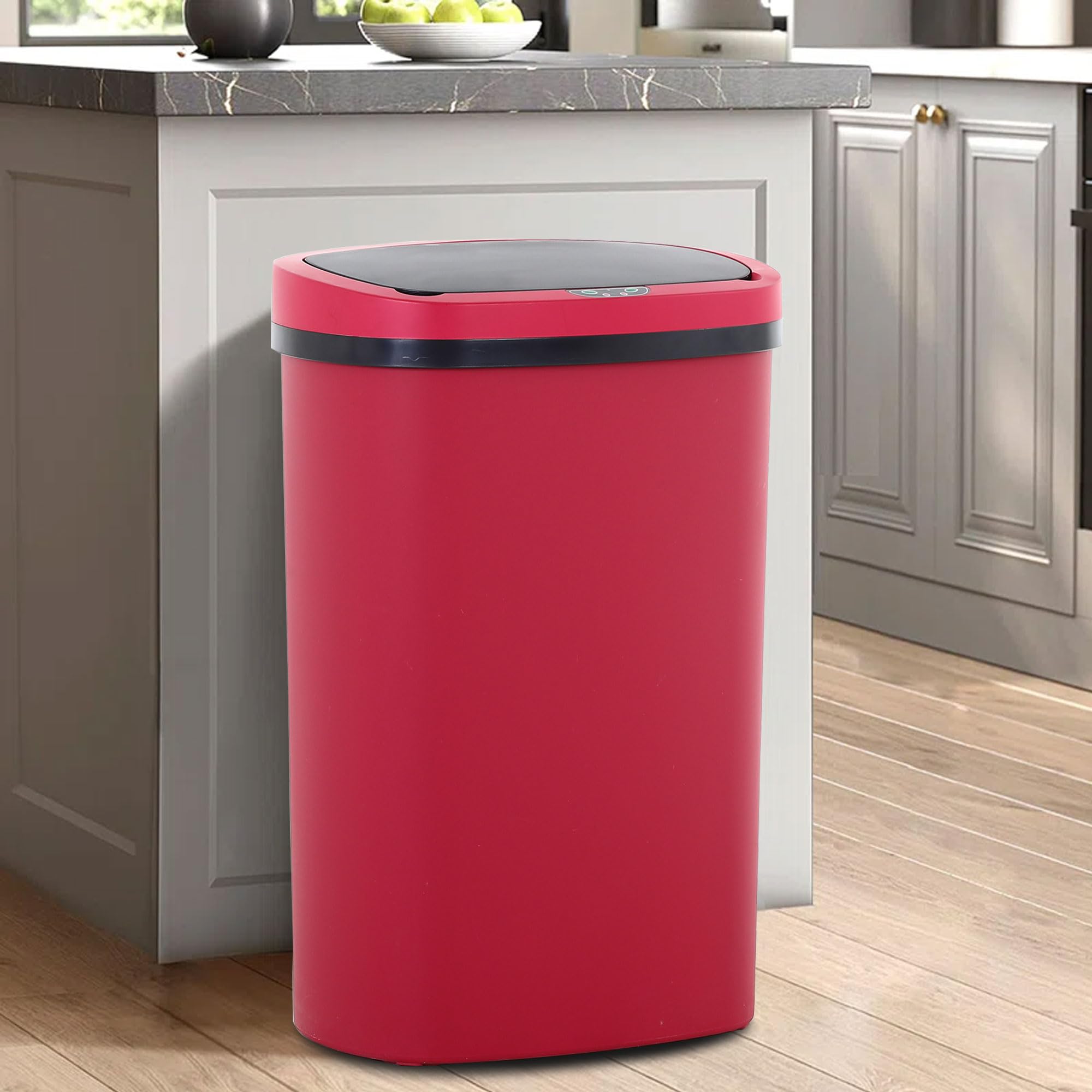 13 Gallon/50 L Kitchen Trash Can with Lid, Garbage Can with Touch-Free Lid, Cute Automatic Trash Can Bathroom Trash Bin, Motion Sensor Waterproof Trash Bin