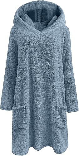 Miniatura 2 de Sudadera Sherpa con capucha para mujer, de gran tamaño, mullida, con bloques de color, forro polar, acogedora y cálida con bolsillos