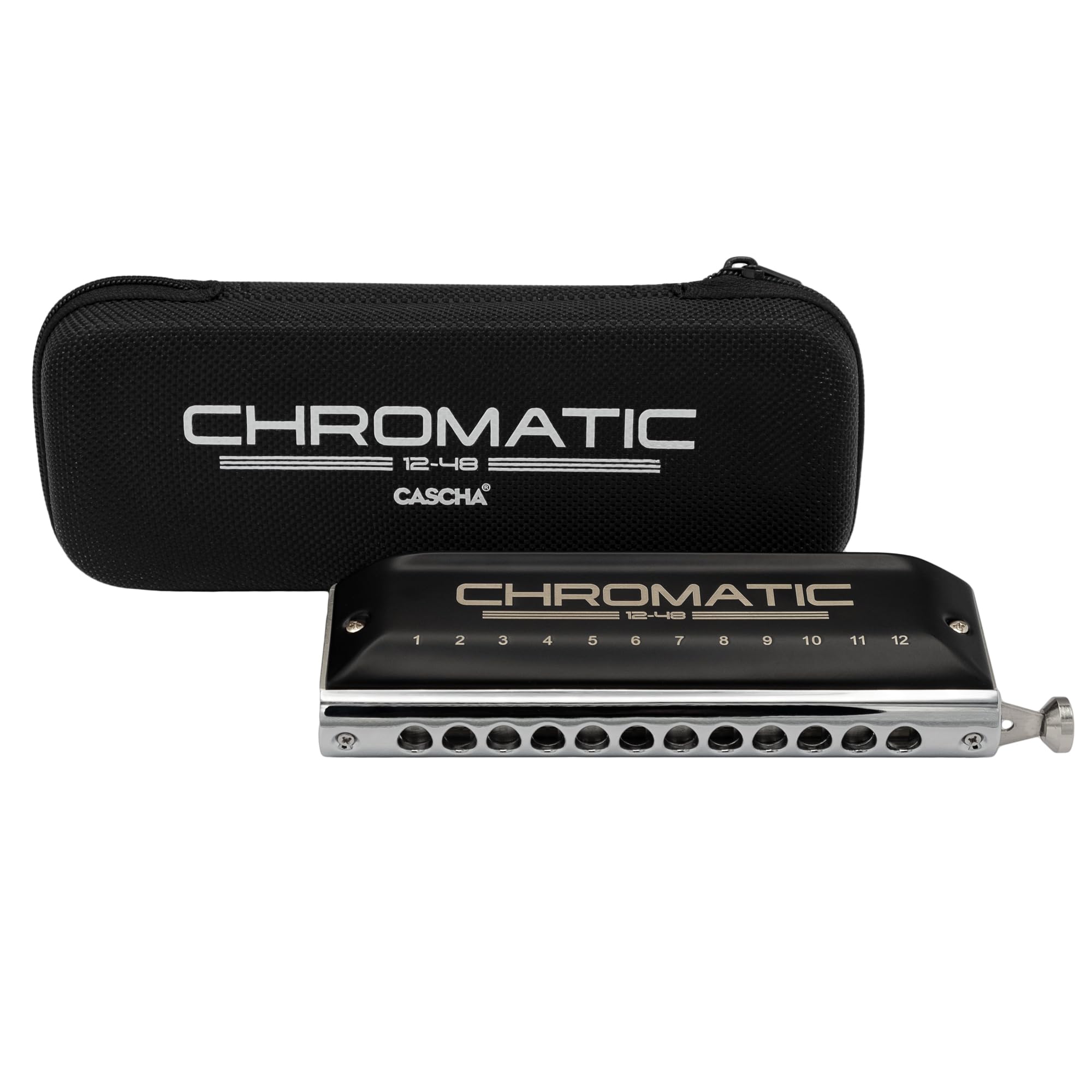 CASCHA Chromatic 12-48 - Armonica a 12 fori, con custodia morbida e panno per la pulizia