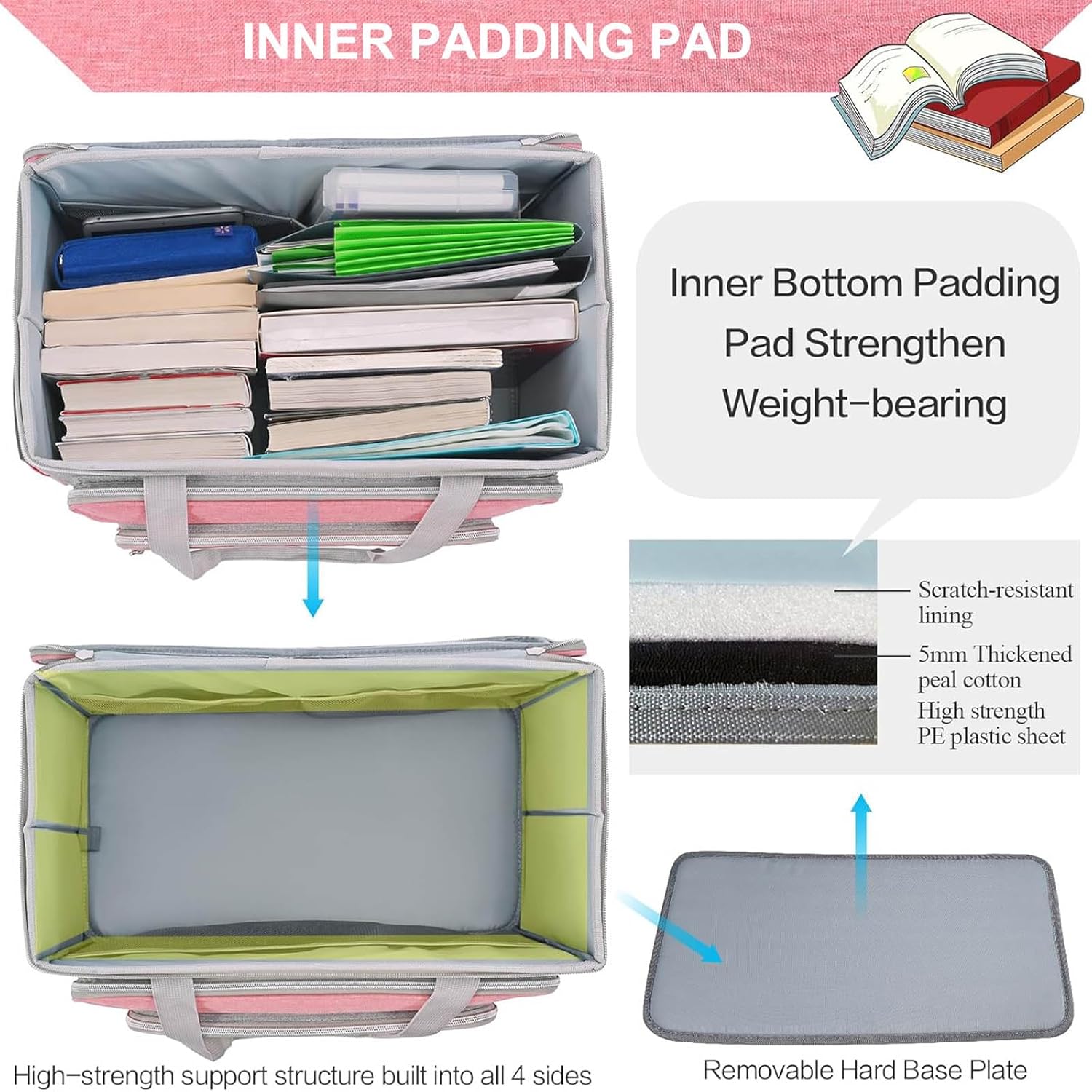 Rolling Teacher Bag with Detachable Dolly Multifunctional Briefcase Wheeled Bag for Work,Teaching,Office,Craft Rolling Tote