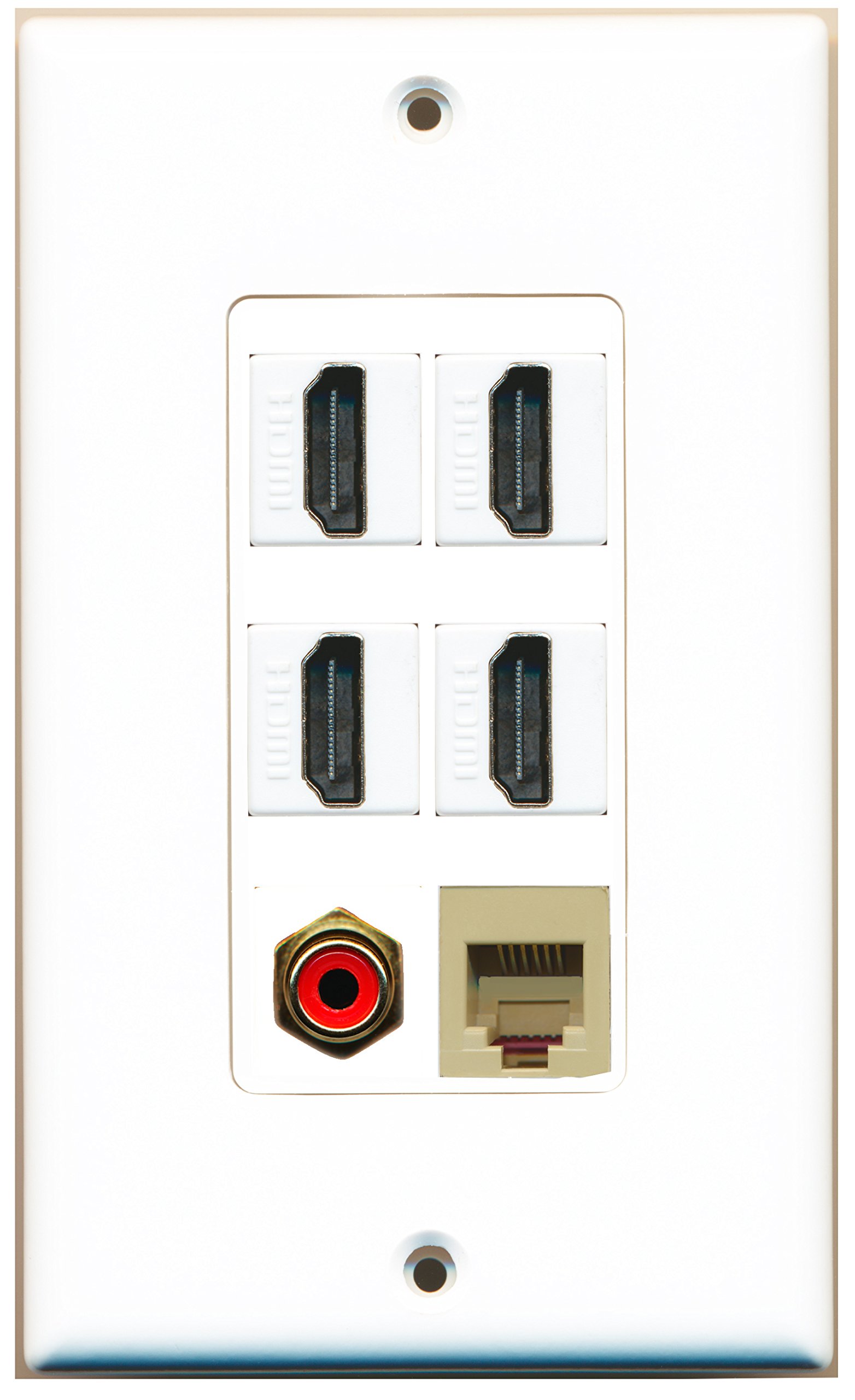 RiteAV – 4 Port HDMI 1 RCA rot 1 Telefon RJ11 RJ12 beige Wall Plate Dekorative