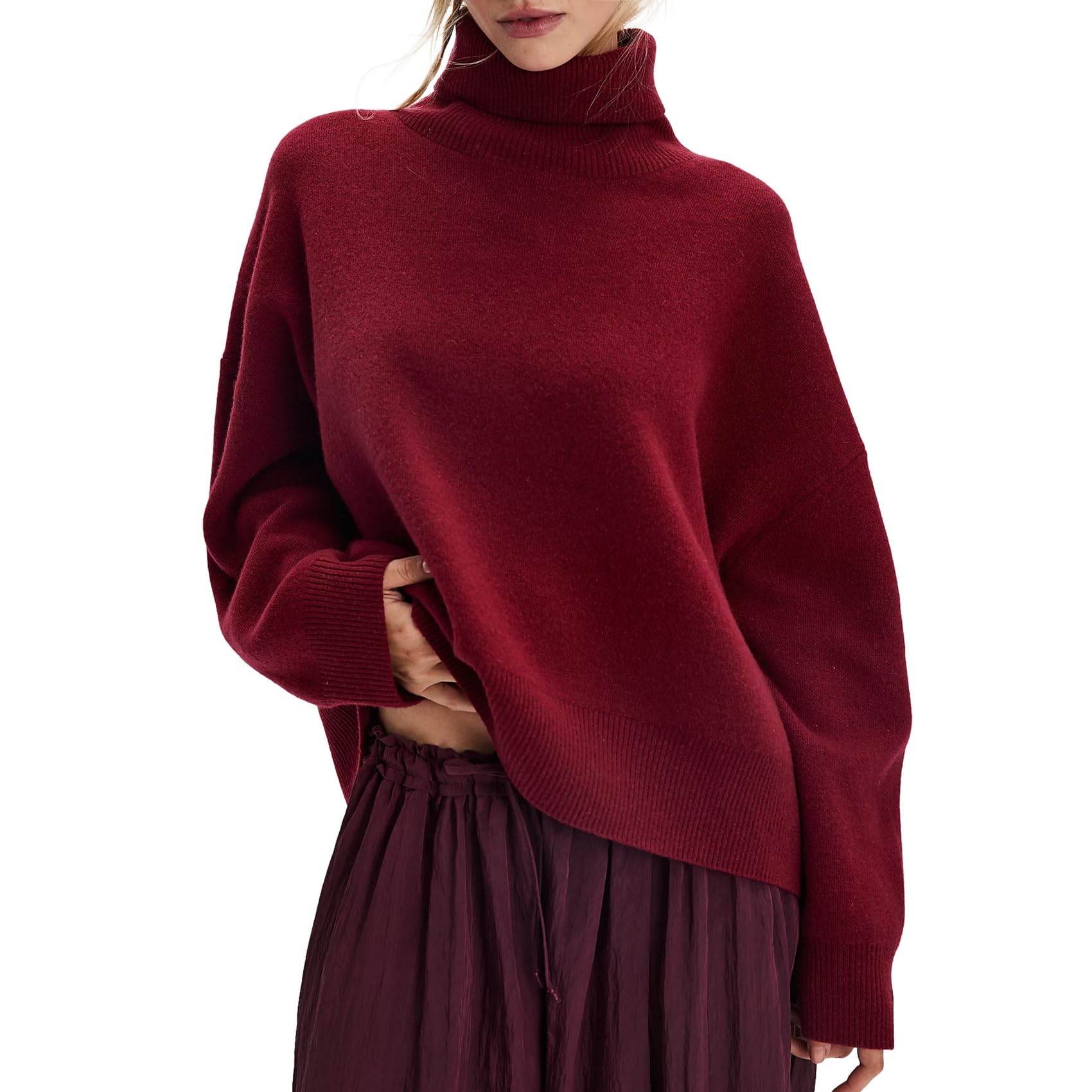 Duyang Womens Turtleneck Sweater Trendy Long Sleeve Knit Pullover Oversized Chunky Sweaters Loose Fit Casual Tops
