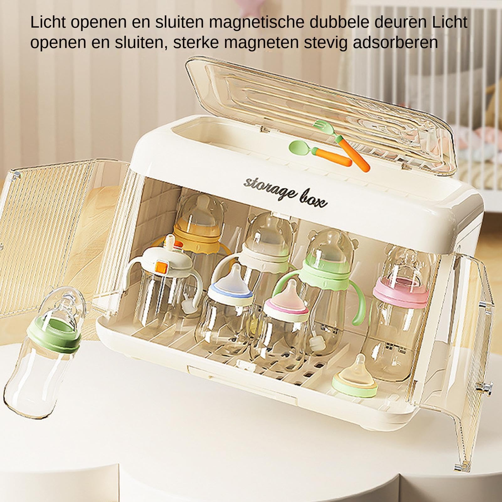Babyflasche Organisator-Milch Aufbewahrungsbox, Aufbewahrungsbox für Flaschen | Drainer, Organizer -Flaschenregal, Trocknerhalter, Staub-Staub-Aufbewahrungsbox für die Küche, Aufbewahrungslösungen für