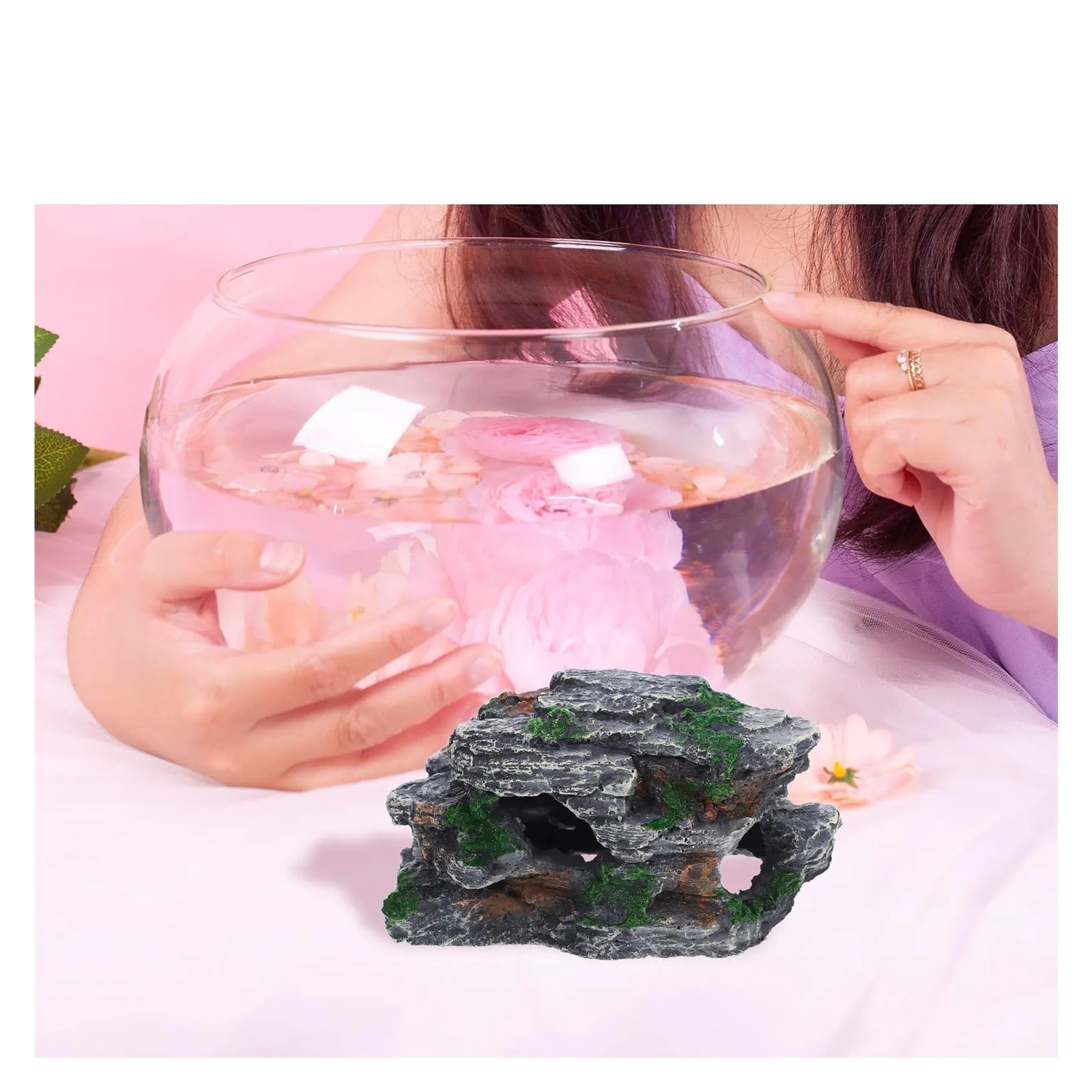 5 Stück realistische Kunststein-Aquarium-Dekoration Für Dekor | Style Hideout Cave Rock Ornament for Aquarium Betta Hideaway