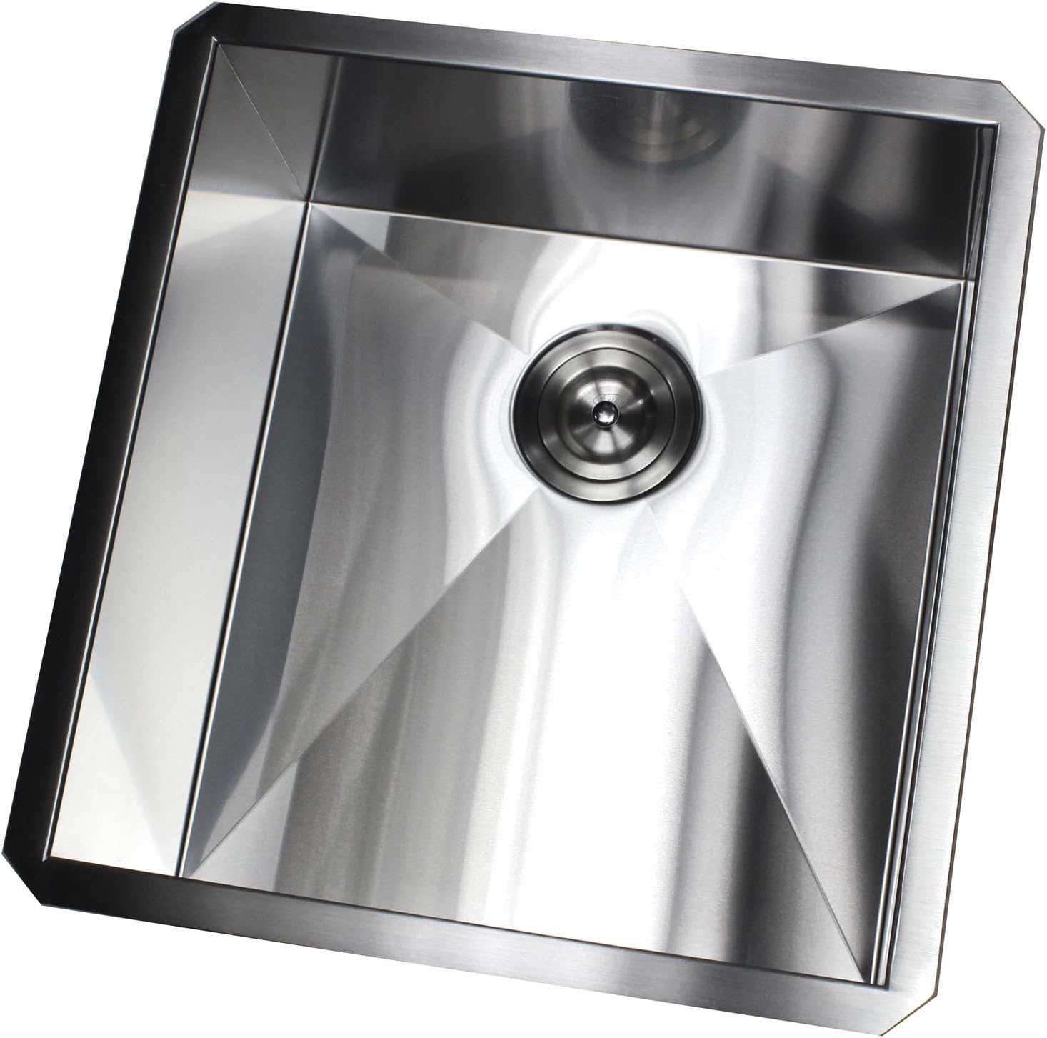 Best Deal Product Zero Radius Contemporary Design 16 Gauge Durable Undermount Single Bowl Stainless Steel Kitchen Sink/Bar Prep Sink With Lift Out Basket Strainer (17 Inch)