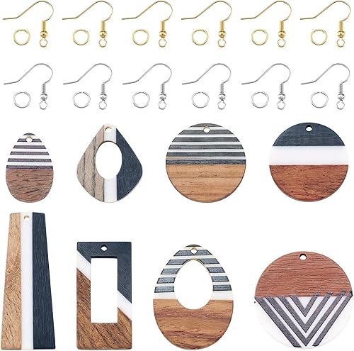 Vista 234 de Colgante de madera de resina, Resina, No es una piedra preciosa 0negro