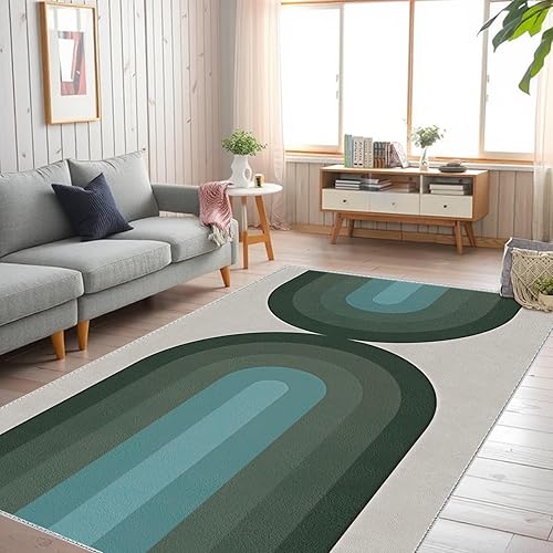 Miniatura 9 de Alfombra de área naranja arcoíris para sala de estar, alfombra de 5 x 7 pies para dormitorio interior, antideslizante, lavable, resistente a las
