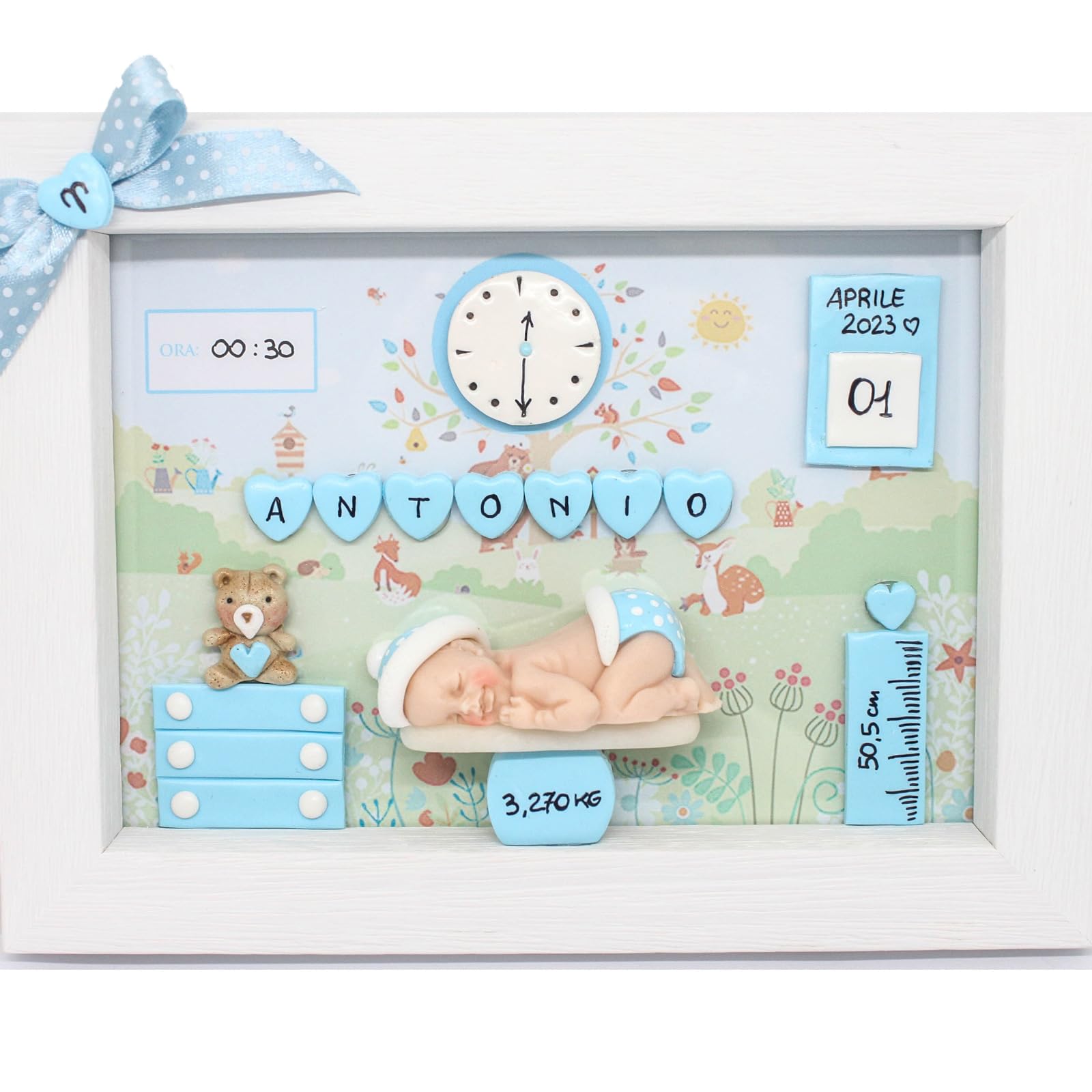 Quadretto nascita bimbo - Cornice nascita neonato - idea regalo nascita