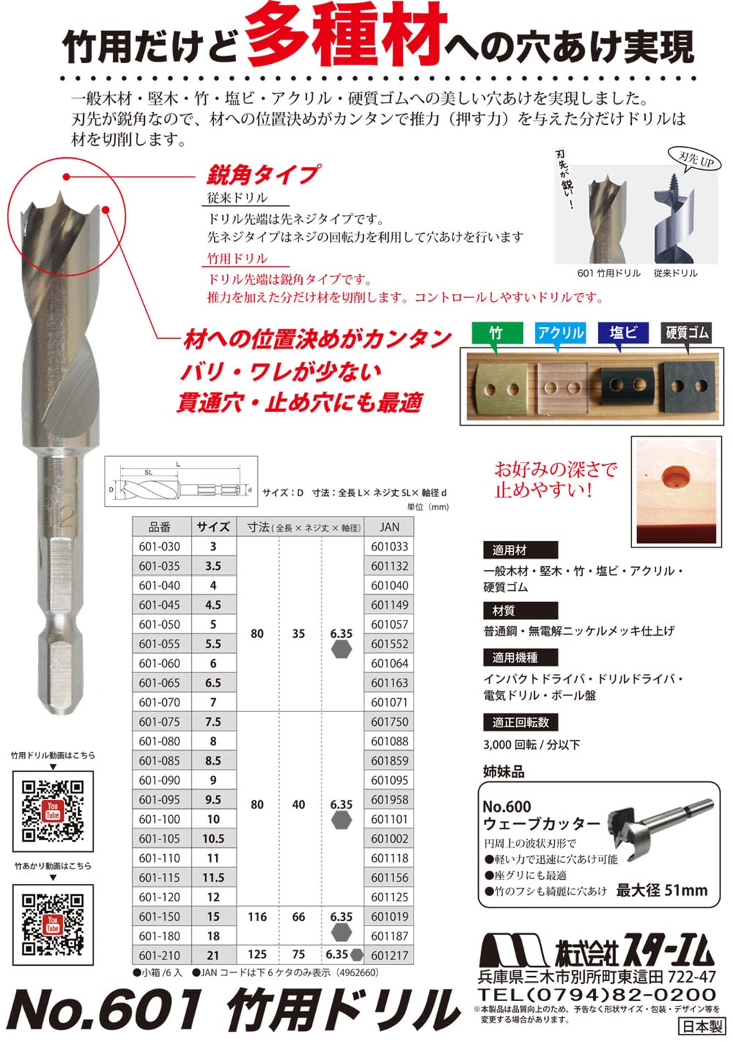 Tyzacktools Star-M 601 Foret de précision japonais 10 mm