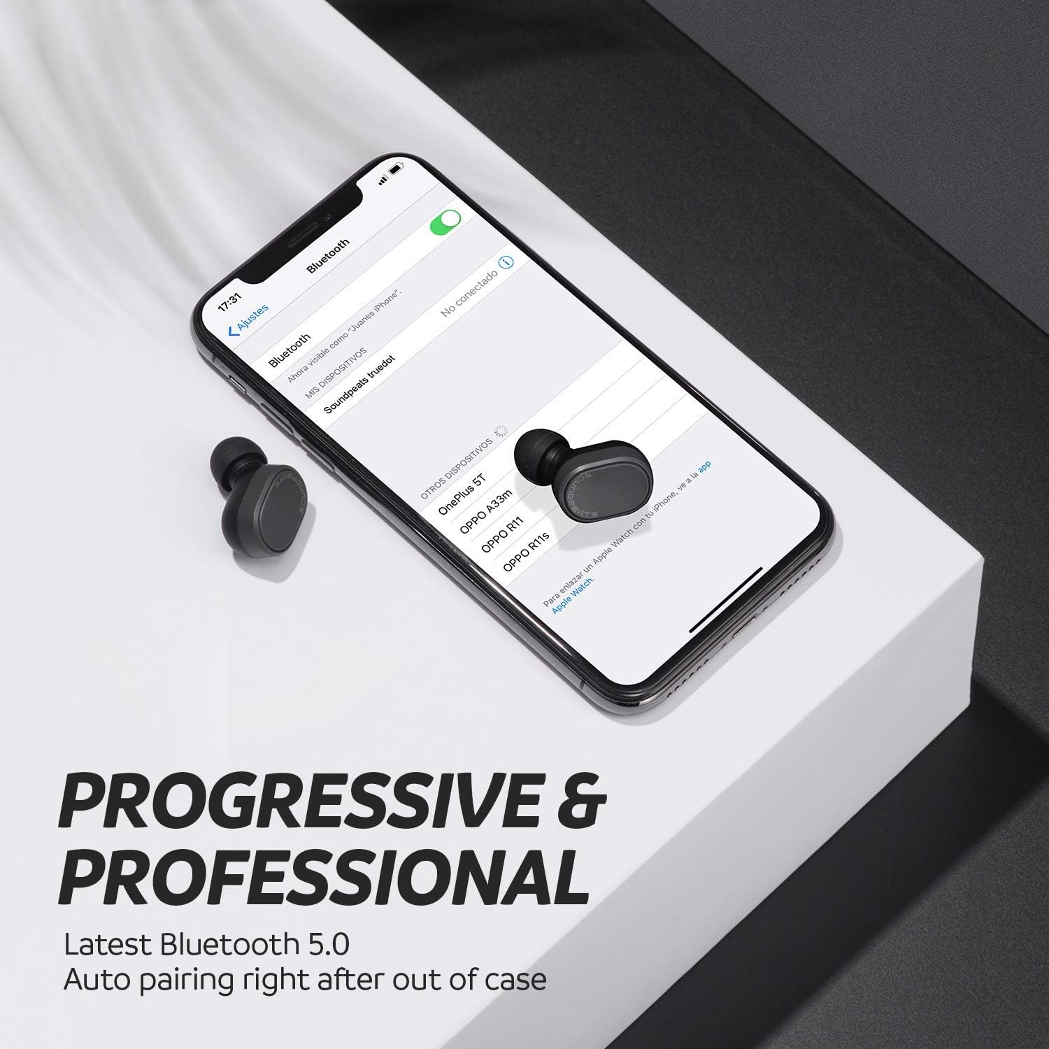 SOUNDPEATS True Wireless Earbuds with Smart Touch Control, Bluetooth 5.0 Headphones HD Stereo Sound Mini Case (0.12oz), Sports Headset Built-in Mic 7.2mm Composite Driver, Total 15 Hours Playtime