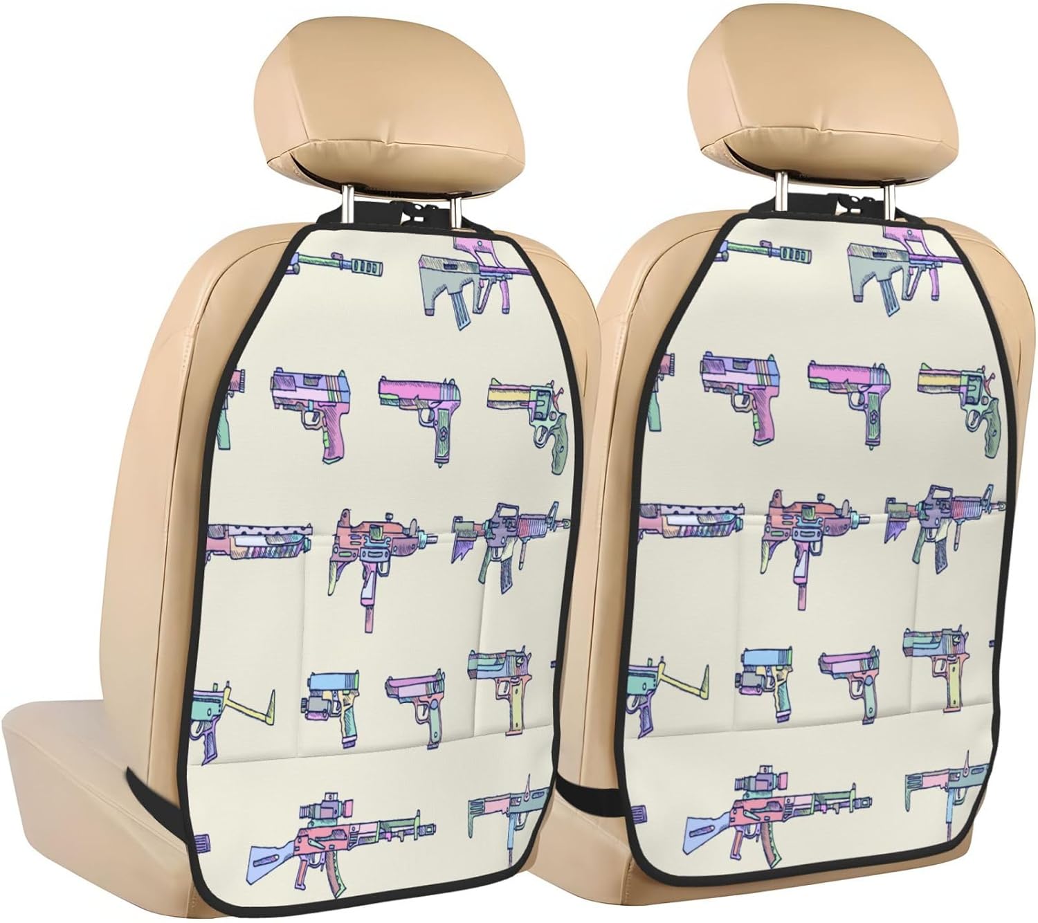 Weapons Guns 2-Piece Set of Car Seat Kick Protectors for Front Seat Backrests, Used for Car Rear Seat Backrests Protectors