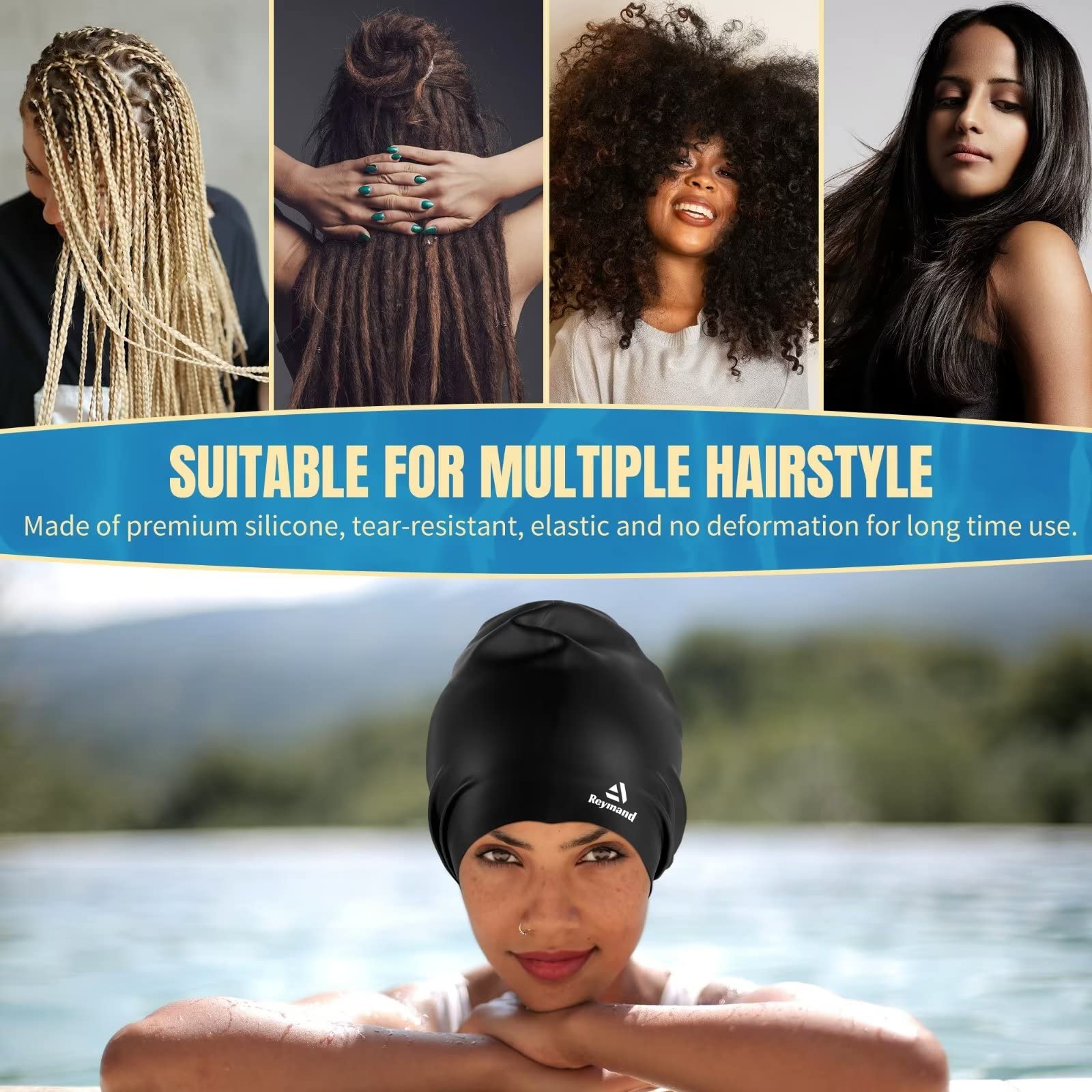 Lot De 2 Bonnets De Bain Extra-Larges En Silicone - Pour Cheveux Longs, Tresses, Dreadlocks | Adultes Hommes/Femmes