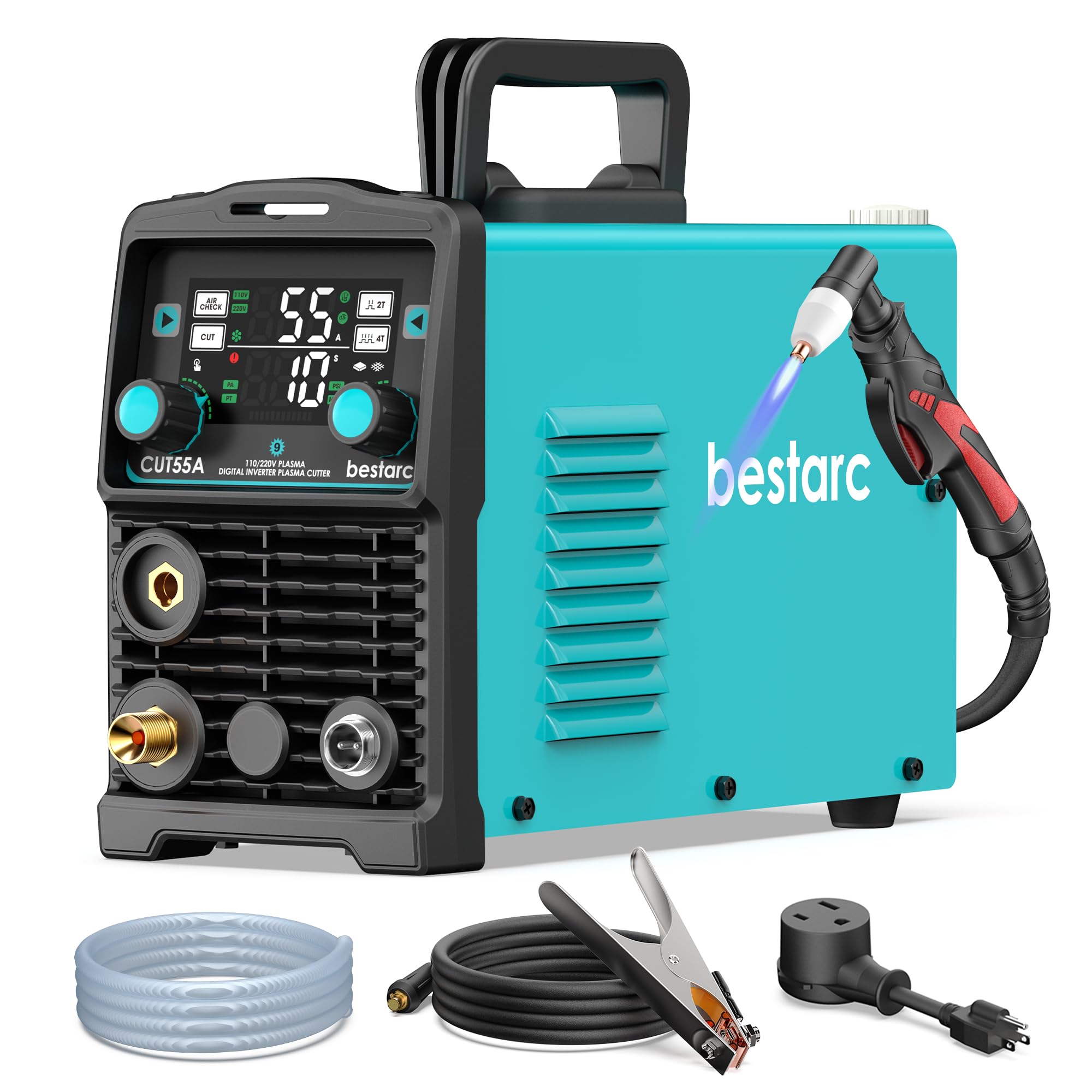Bestarc Plasma Cutter Machine 55A, Large LED Display 110/220V Dual Voltage