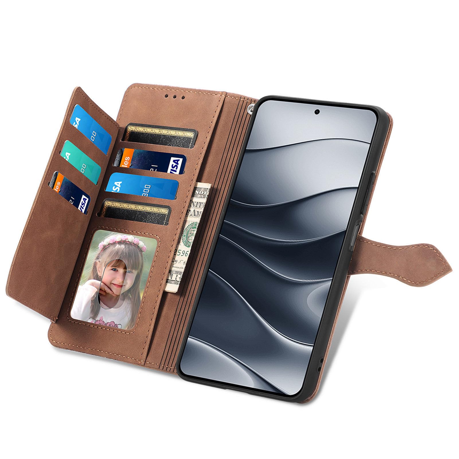 Custodia Xiaomi Redmi Note 14 Pro 5G/POCO X7 – Portafoglio Pelle Floreale Blu Con Cinturino E Chiusura Magnetica