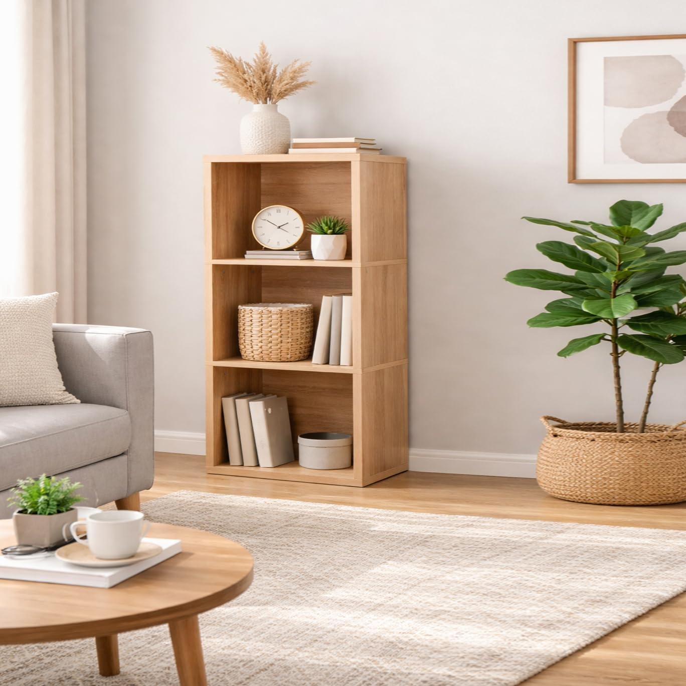 Bookcase, Bookshelf, Cube Storage Shelf, 3 Cube Storage Organizer, 3 Tier Bookshelf Small Bookcase, Wooden Book Shelf for Bedroom, Small Bookshelf for Living Room and Office (2 Tier Rectangle)