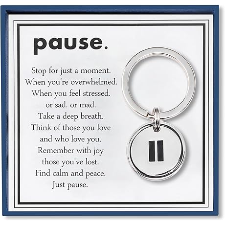Pause Keychain Gifts for Women Men