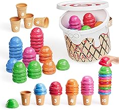 Sponsored Ad - JoyCat Ice Cream Counting and Color Sorting Set for Toddlers and Kids- 65 Pieces, Montessori Stacking Fine ...