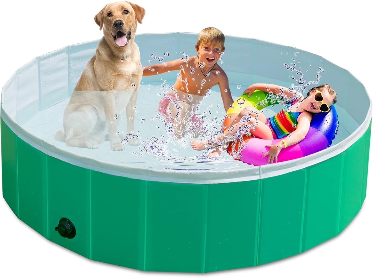 KPUY Foldable Dog Pool, Collapsible Hard Plastic Dog Swimming Pool