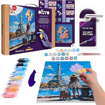 OKTO Art Kit Greetings from Paris | Arts & Crafts DIY Painting with Modeling Cla | Cla Kit for Painting | Painting Kits for Adults for Home Decoration Cla for Adults
