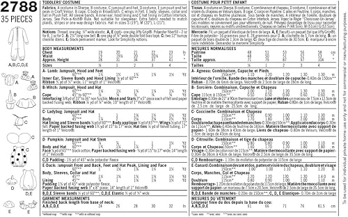 Miniatura 3 de Simplicity 2788 Patrón de costura de cordero, pollito, bruja, calabaza y dama para niños pequeños, disfraz de Halloween, tallas A 12-4