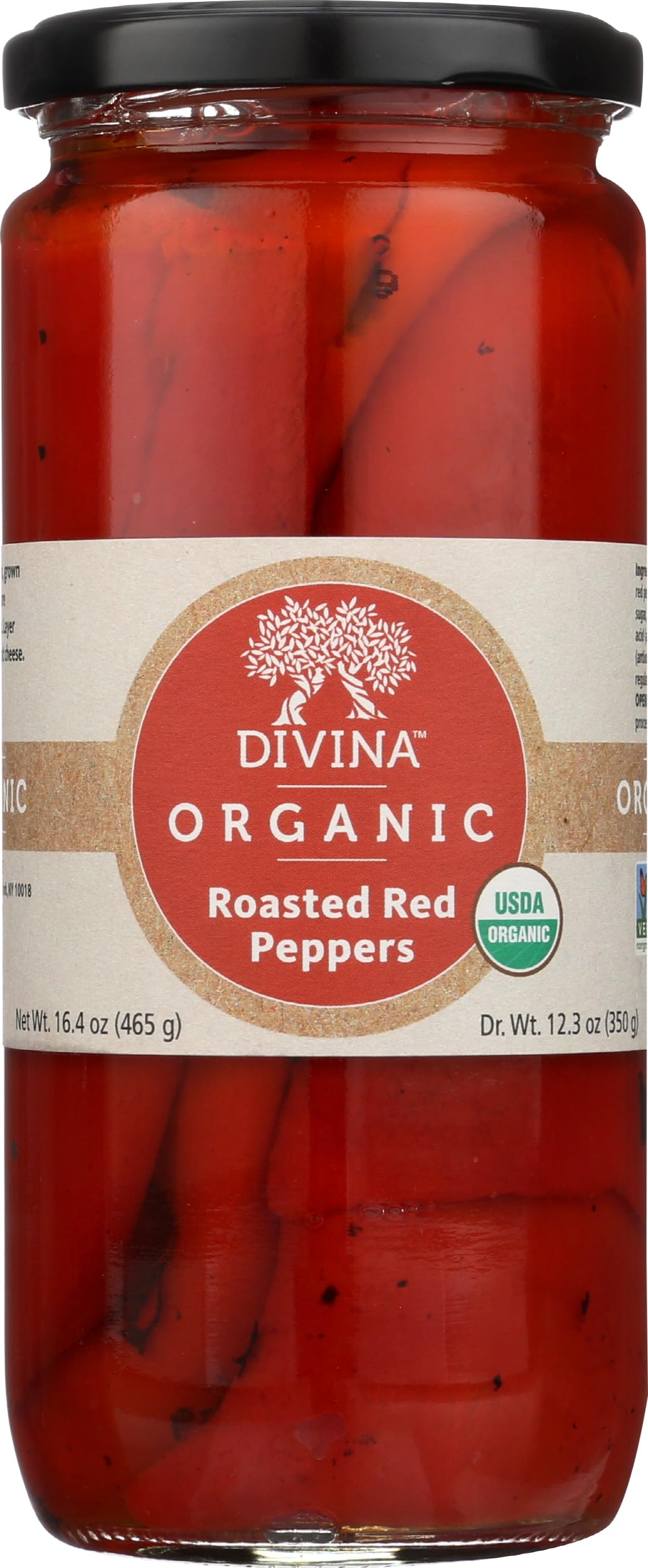 DIVINA, Peppers Red Roasted Organic, 16.2 Ounce