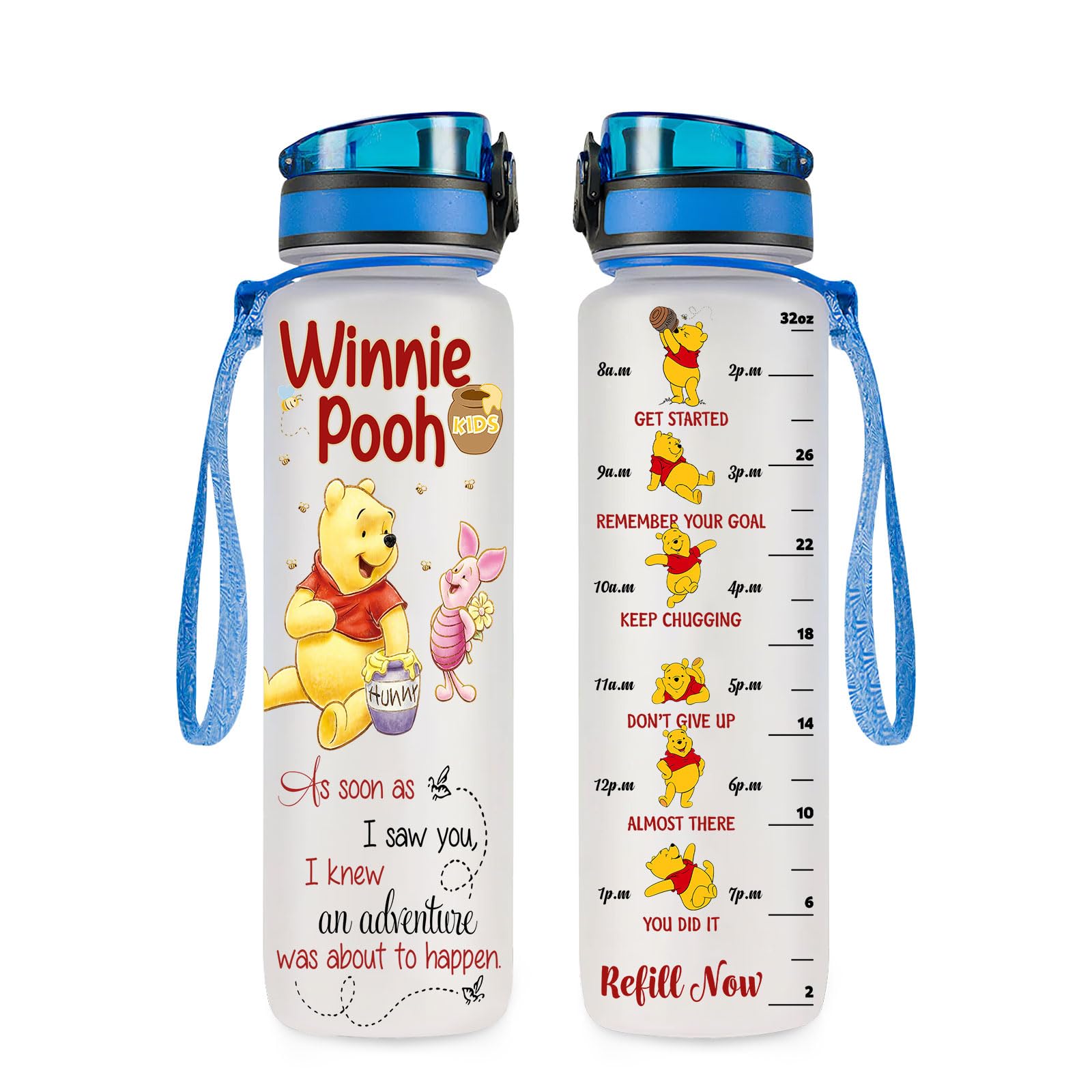 Pooh 32 Oz Water Track Bottle As Soon As Saw You Water Bottle With Time Marker Pooh Bear