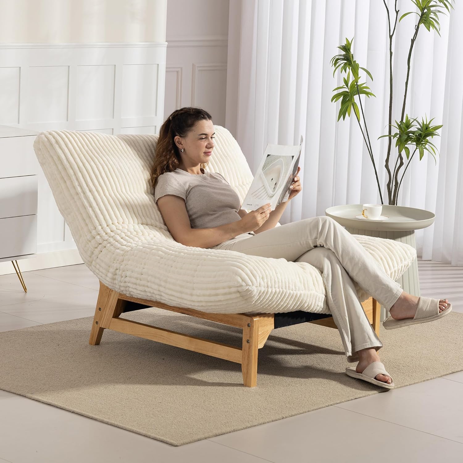 QQJIN Riesiger Cloud Lounge Akzent-Sessel Zum Lesen, Großer Bequemer Wolkensessel Mit Gestell Für Wohnzimmer, Schlafzimmer, Terrasse, Cord