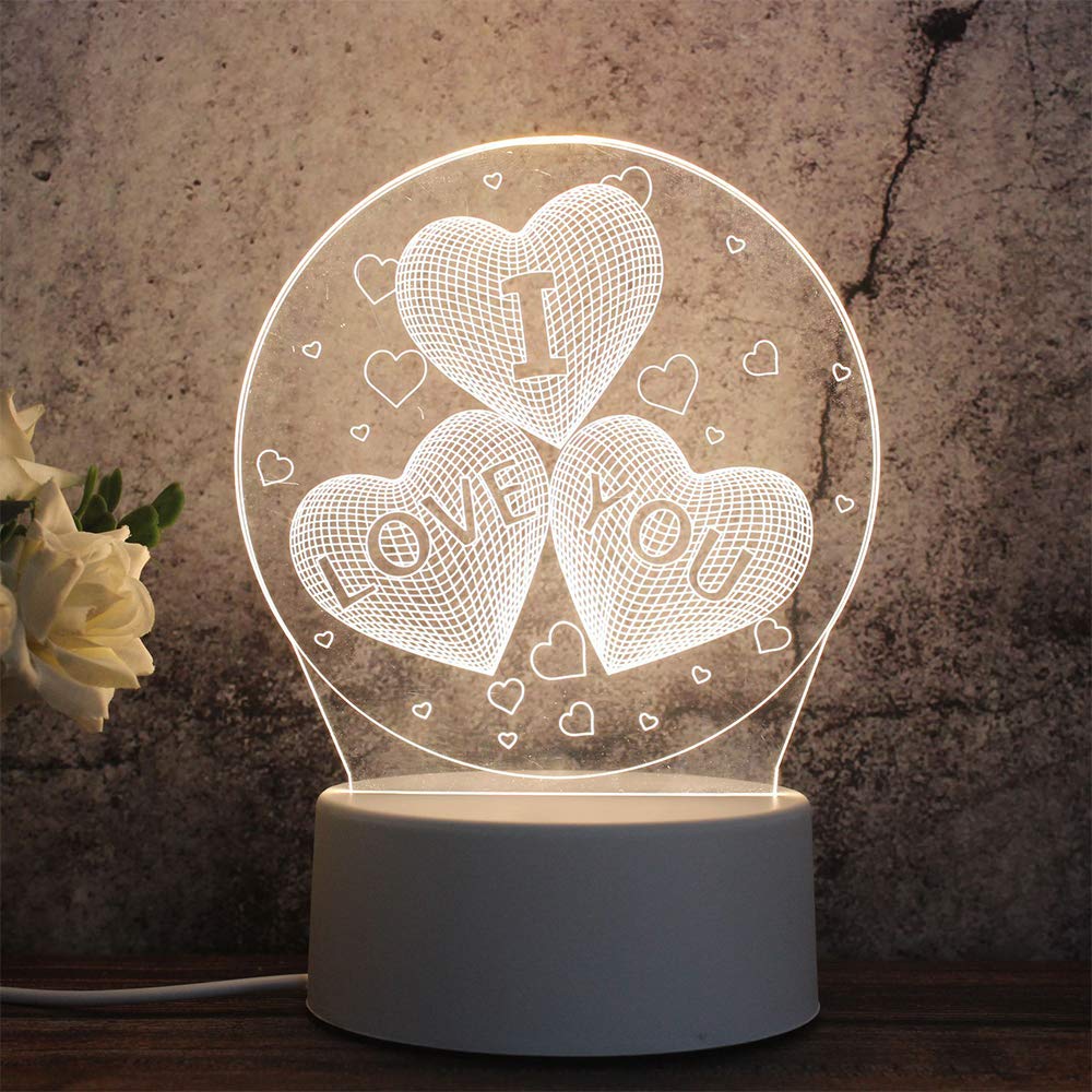 Regali Di Natale Per Signore.Lubinxun Regali Di Natale 3d Usb Lampada Da Notte In Acrilico Led Tavolo Scrivania Decorazioni Per Camera Da Letto Regalo Lampada Bianca Calda Signore Presenti Amore Amazon It Illuminazione
