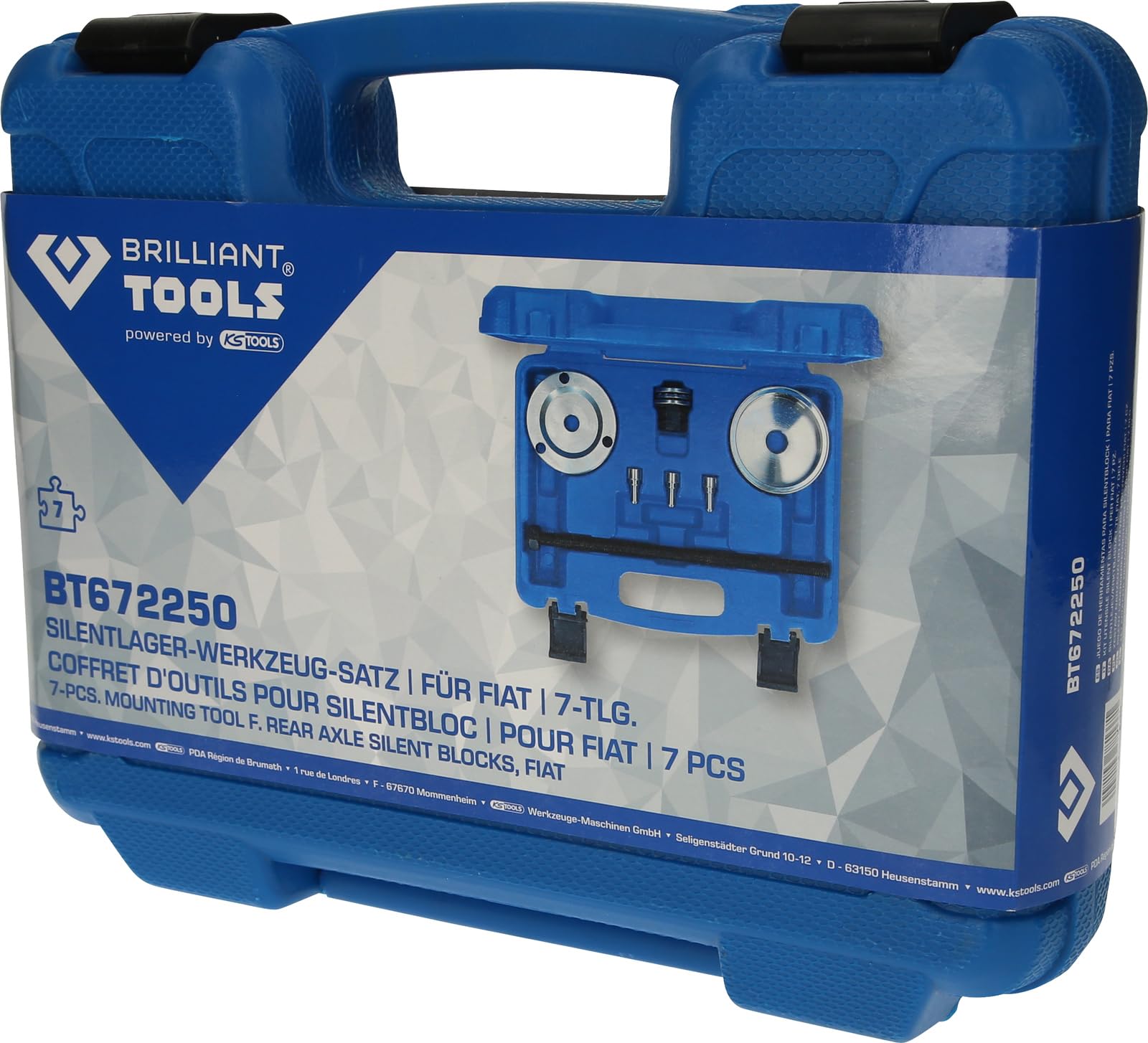 BRILLIANT TOOLS BT672250 Kit utensile silent block, per Fiat, 7 pz [Powered by KS TOOLS]