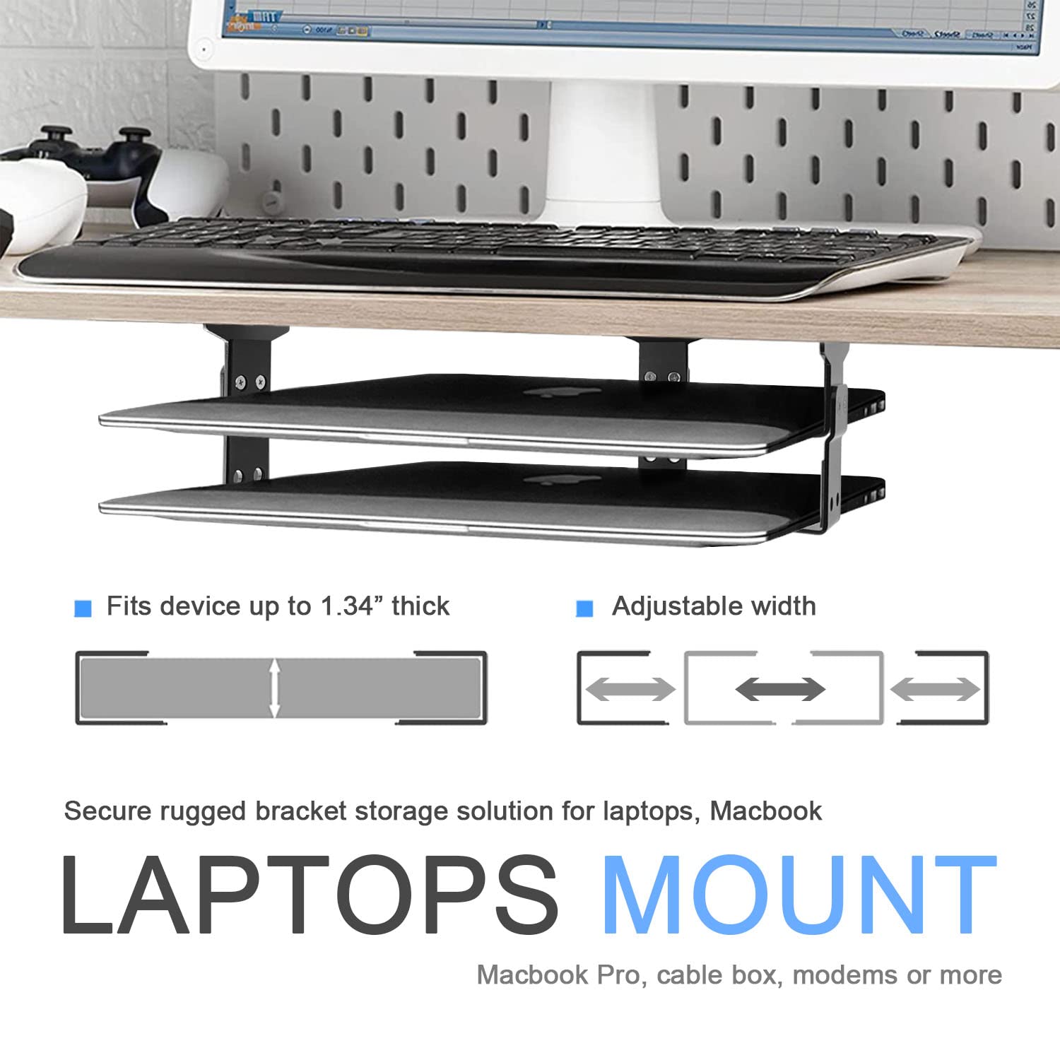 IFCASE Support de bureau à 2 niveaux pour ordinateur portable, Mac, MacBook, clavier avec silicone anti-rayures (argent)