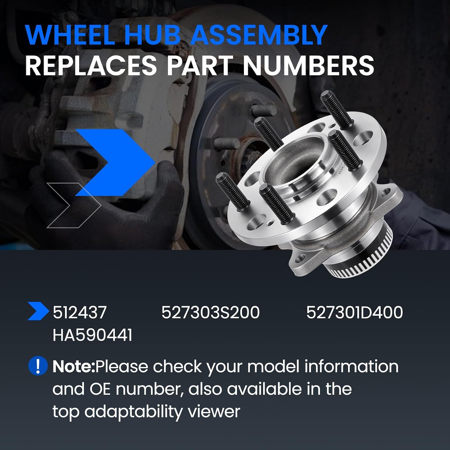 512437 Rear Wheel Bearing and Hub Assembly Compatible with Hyundai Azera Sonata Tucson, Compatible with Kia Cadenza Optima Rondo Sportage, 2PCS