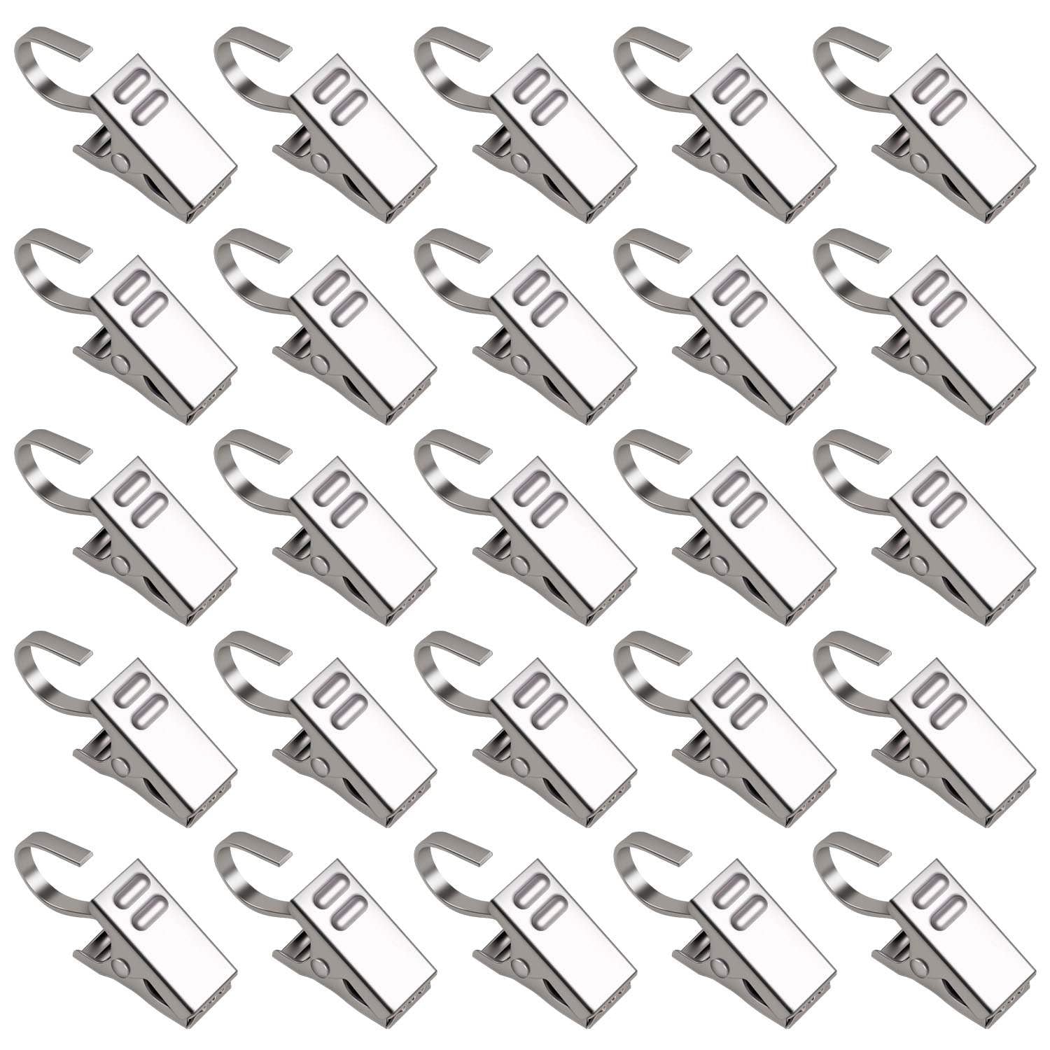 25 Pack Curtain Clips with Hooks Curtain Clip for Hanging Stainless Steel Clip for Photos Home Party Decoration Art Craft Display Curtain Clip Hook Small Curtain Hanging Clips Metal Clips (Silver)