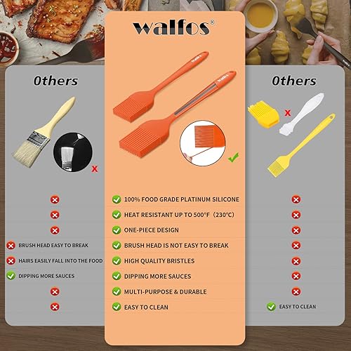 Miniatura 68 de Walfos Cepillo de silicona para pastelería, juego de cepillos para untar resistentes al calor, perfecto para hornear, parrilla de barbacoa, cocina