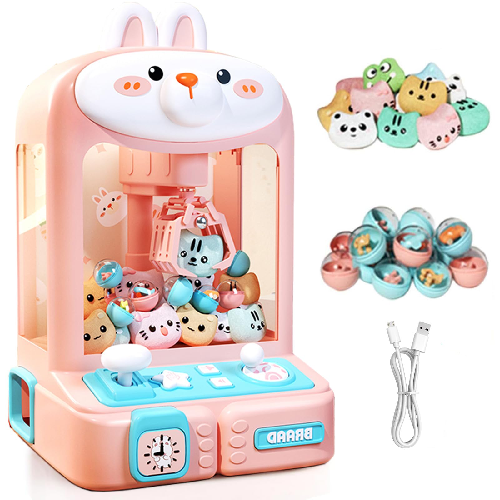 LPQKCcY Kids Candy Grabber Mini Candy Game Claw Crane Machine for Treats, Chocolate, Sweets, Small Toys, Christmas Birthday Gifts for Party Festive Toys - With 10 Mini Dolls 10 Capsules