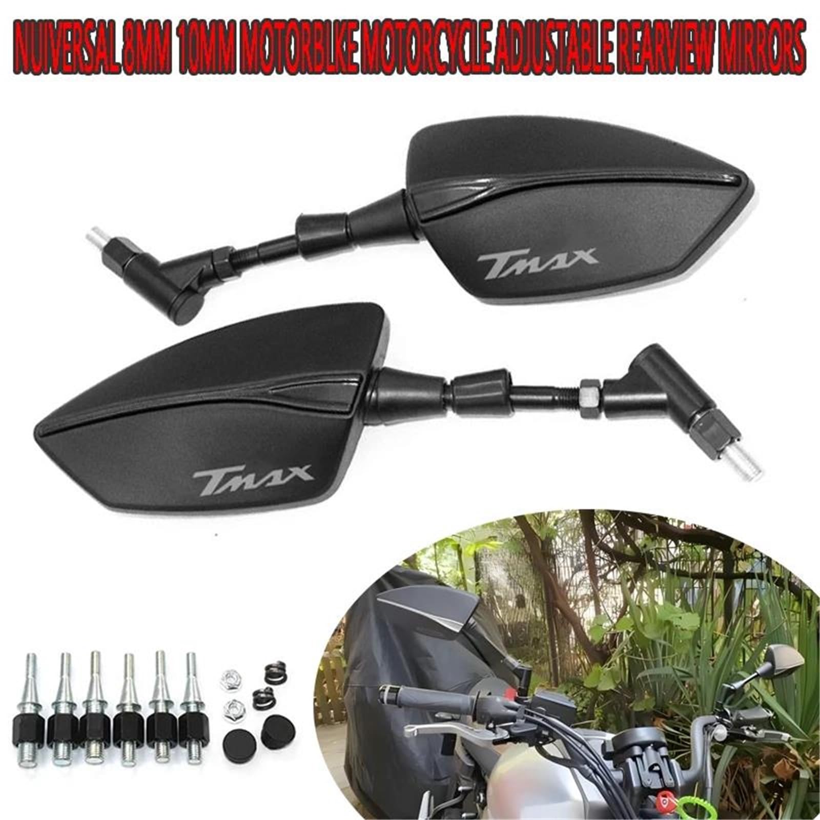 Specchietto retrovisore Specchietti Retrovisori Per Moto Specchietto Antiriflesso Per TMAX 500 560 T-MAX 500 560 TMax530 Accessori Per Moto Specchietto Laterale(Black)
