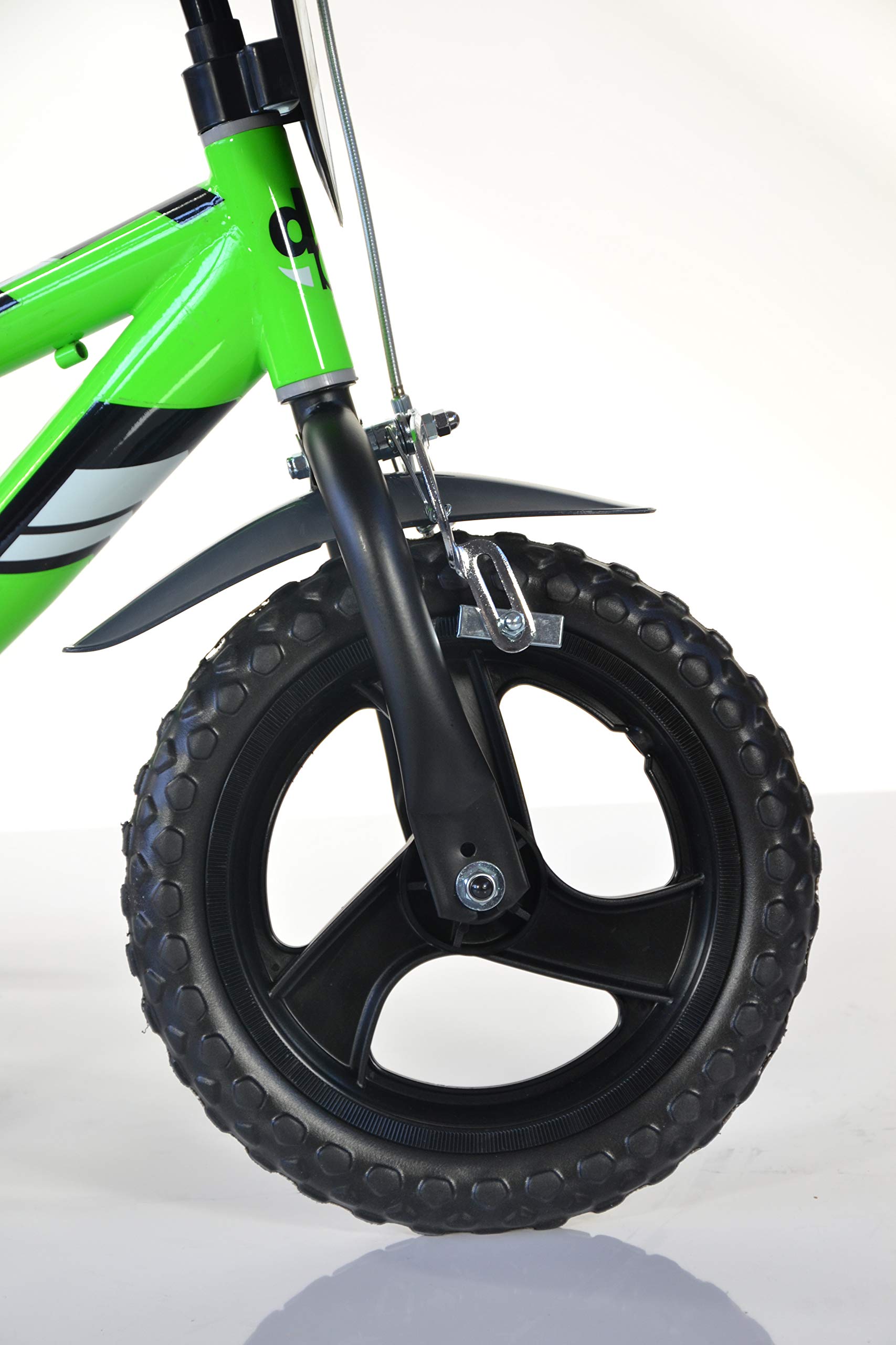 Dino Bikes Bicicleta Infantil para niños 412U, Color Verde, 12 Pulgadas, con Certificado TÜV, Original, con Ruedas estabilizadoras, Regalo para niños