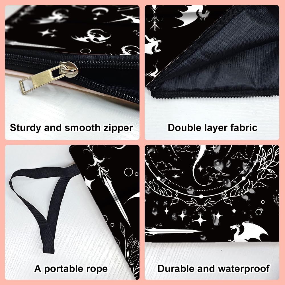 Hobbspring 1pc Romantasy Dark Academia Dragons Book Sleeve 13.4x9.45 inch Gift Animal Paperback Book Protector with Zipper and Front Pocket for Bookworm Women - Image 4