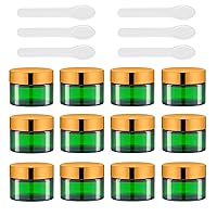 Vista 16 de Lil Ray Tarro redondo de vidrio transparente de 1 oz con revestimientos interiores y tapa dorada (12 piezas)