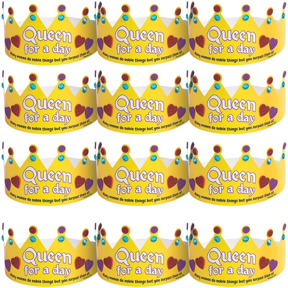 Fun Express Queen for a Day Blessed Mom Crown Craft Kit - Makes 12 - DIY Craft Gifts for Kids