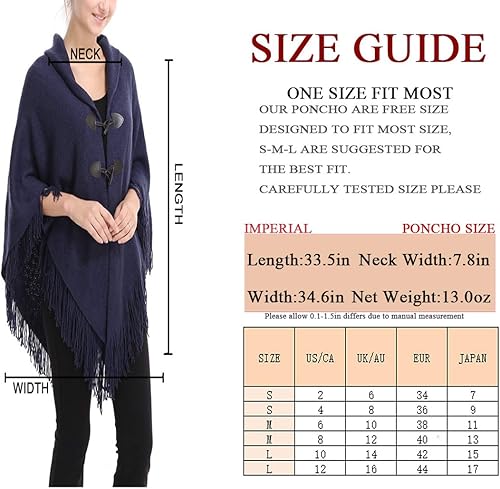 Miniatura 2 de Poncho suelto para mujer con elegante botón de trompeta, abrigo sin botones