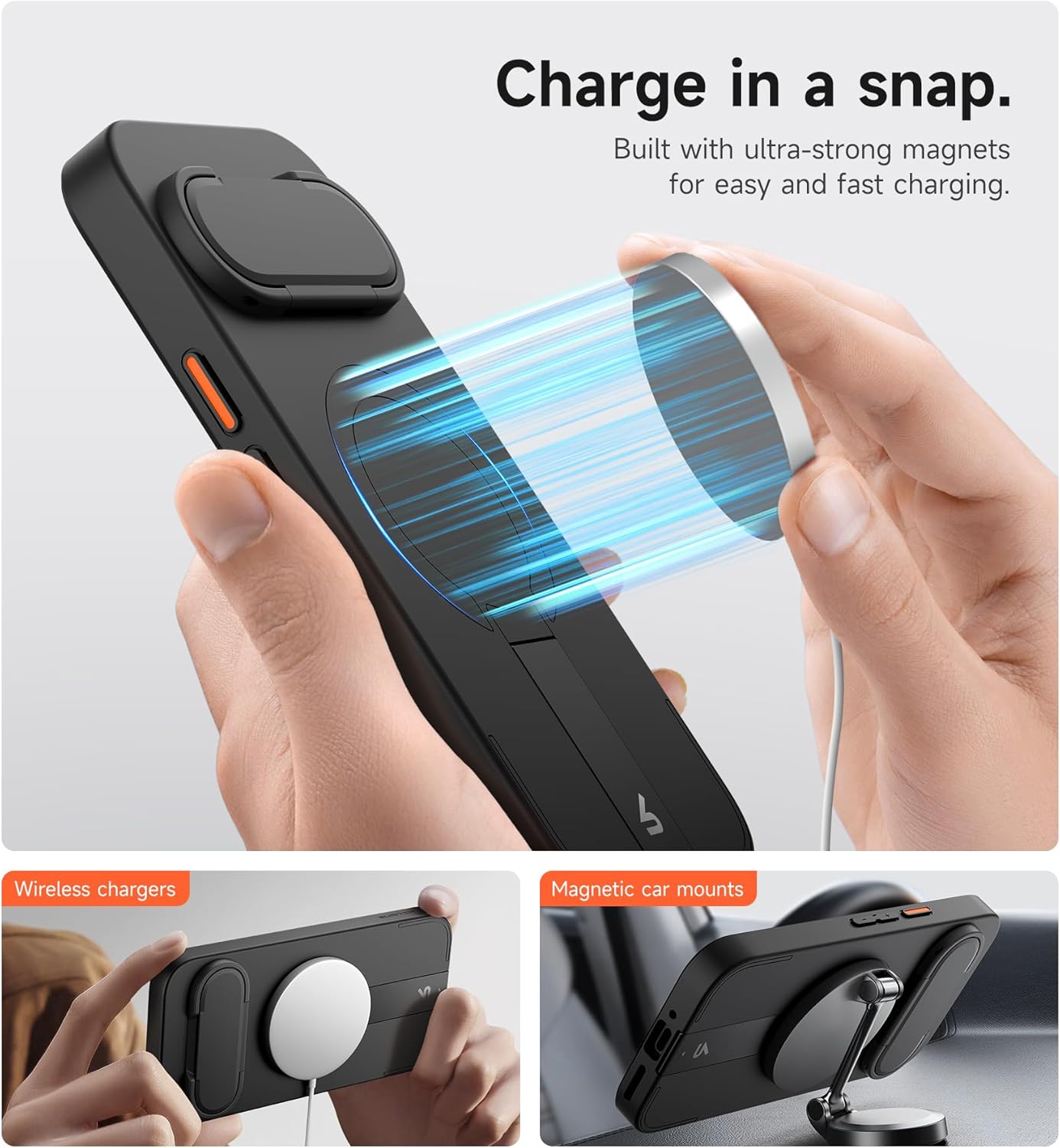 SURITCH for Google Pixel 9 Pro XL Phone Case, Compatible with MagSafe, Protective Cover with Camera Cover & Adjustable Metal Kickstand for Pixel 9 Pro XL -Black