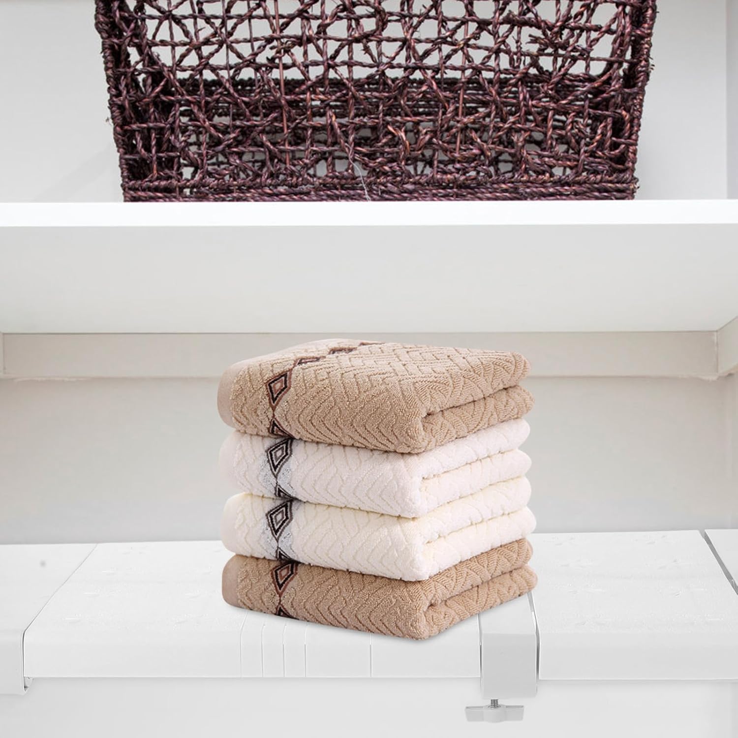 Adjustable Closet Tension Shelf Expanding Wardrobe Shelf Divider 31-42cm Length 24cm Width Closet Organizer Rack for Cabinet Storage