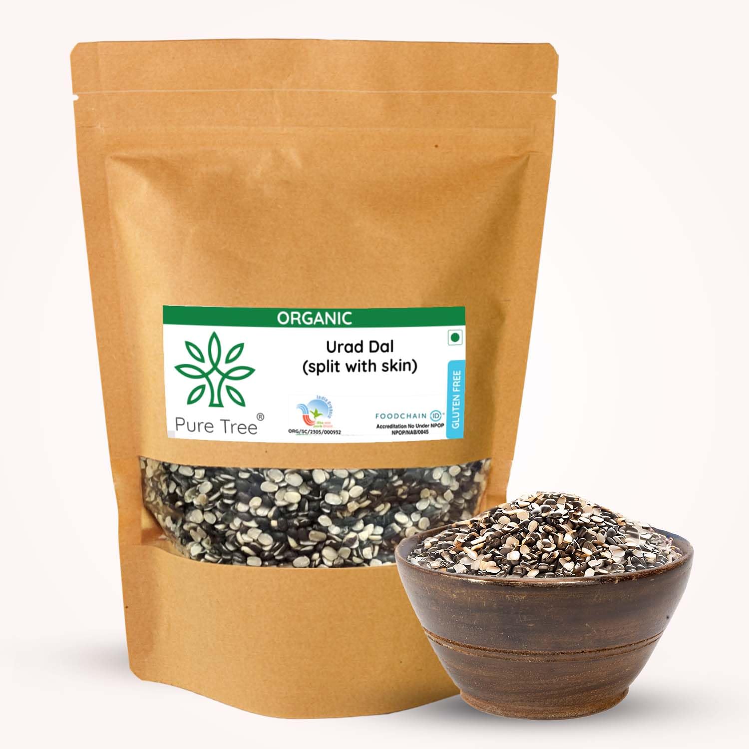 Pure Tree Certified Organic Urad Dal Split with Skin | 850 g | Black Gram | Minapa Pappu | Uzhunnu Parippu | Dal Uddina Bele