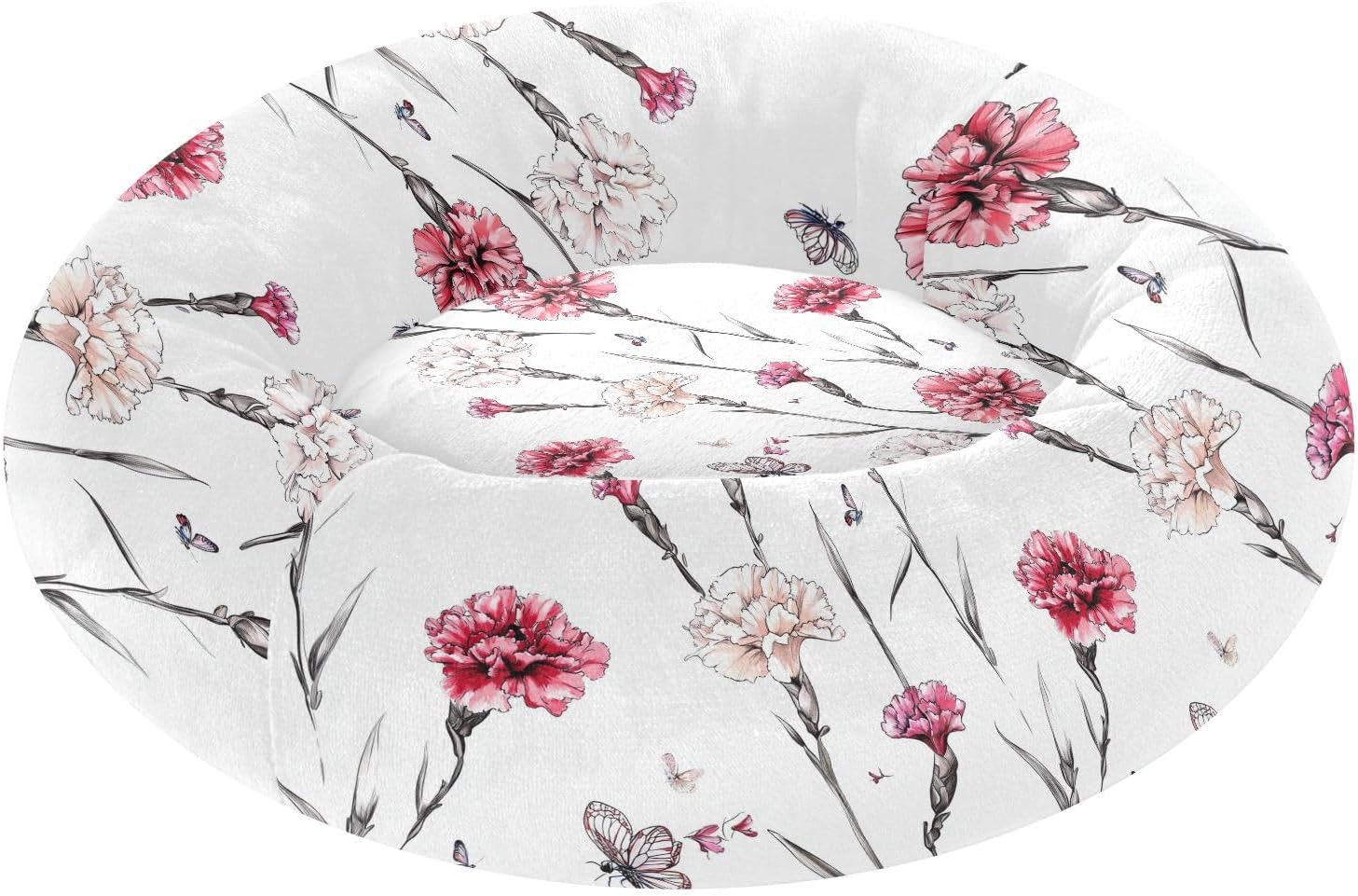 Pet Dog Beds Relieve Stress Fluffy Dog Pillow Bed for Small Size Pets Supplies M Sweet Carnation White