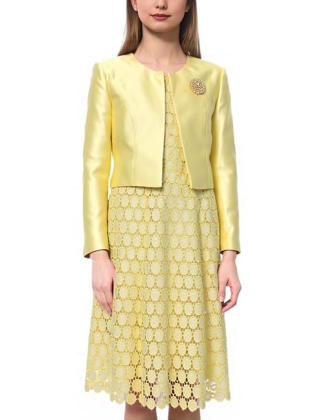 Lace Jacket Dress Womens Floral Dress Set with Jacket Elegant Church Outfit 2 Piece Plus Size Formal Party