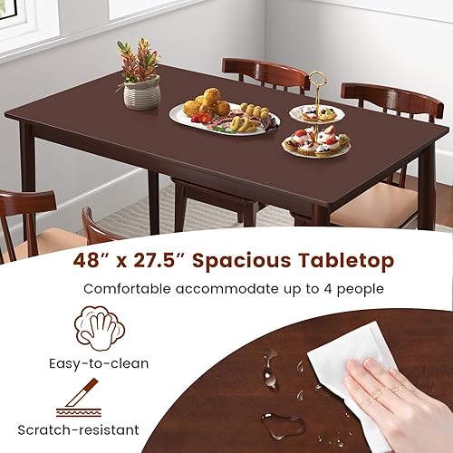 Miniatura 5 de Giantex Mesa de comedor para 4, mesa de cocina rectangular, mesa de comedor moderna de mediados de siglo con patas de madera de goma, mesa de