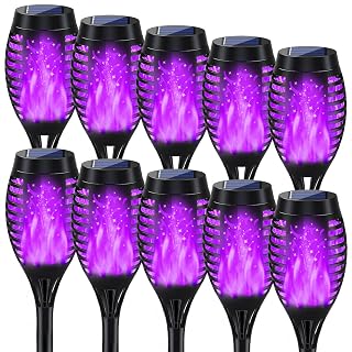 Outdoor Halloween Decorations, 10Pack Purple Flickering Flame Solar Torch Light for Yard Decorations, Waterproof Halloween Lights Outdoor, Solar Lights for Outside Decor Garden Patio Lawn Path Scary - Amazon product rated Grade A