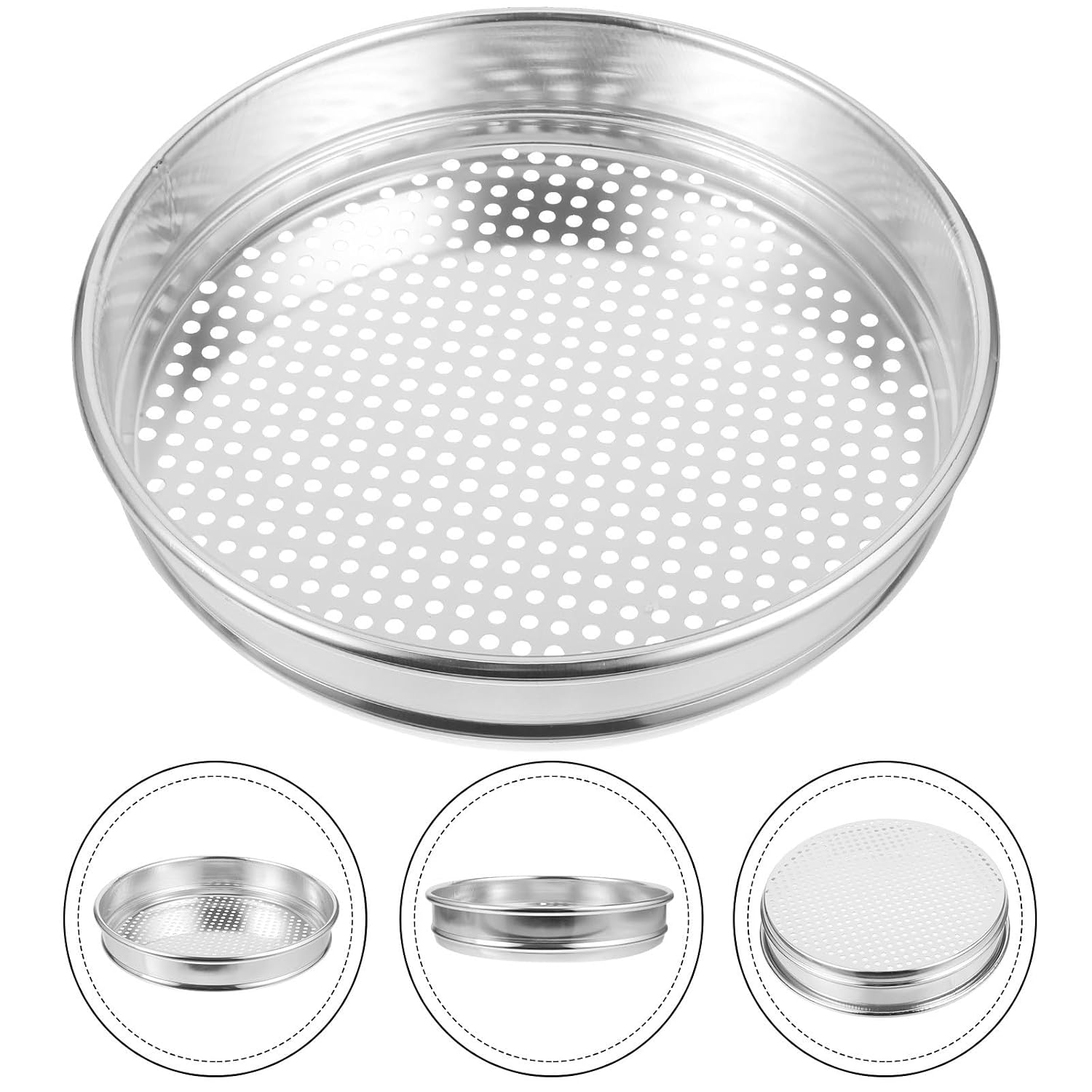 Generic Stainless Steel Sieve Round Metal Grain Sifter with Fine Mesh Screen for Kitchen and Laboratory Use, User-Friendly and Convenient Manual Sampling Sieve for Flour and Grain Testing